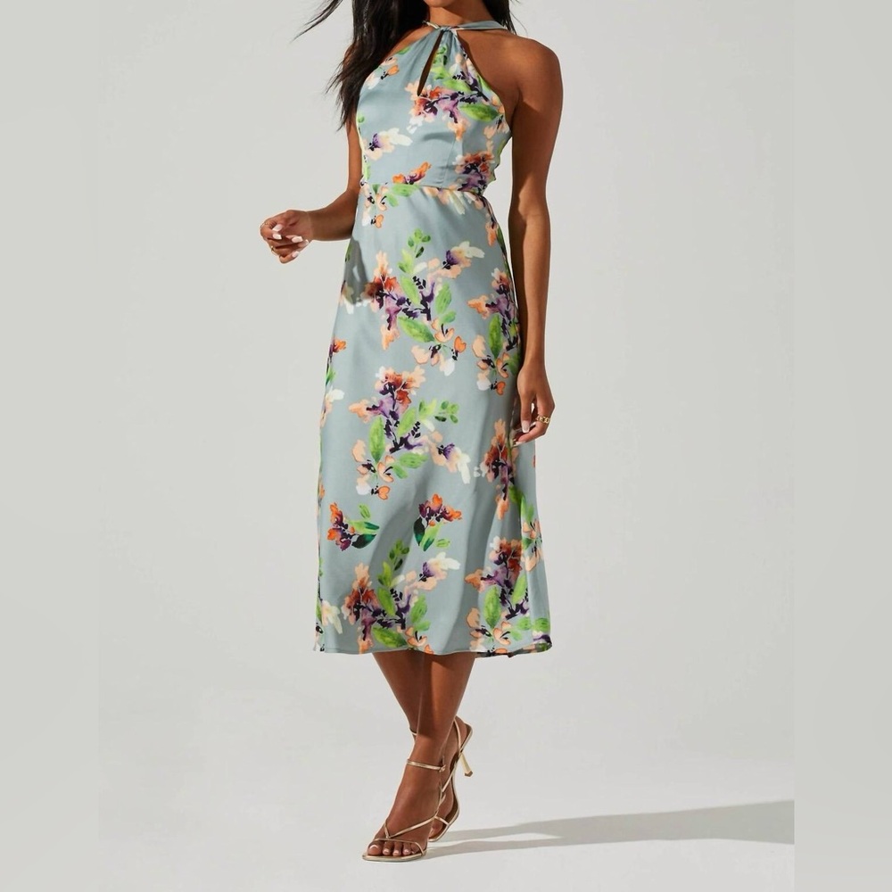 Astr the label Sandrine halter midi satin floral dress